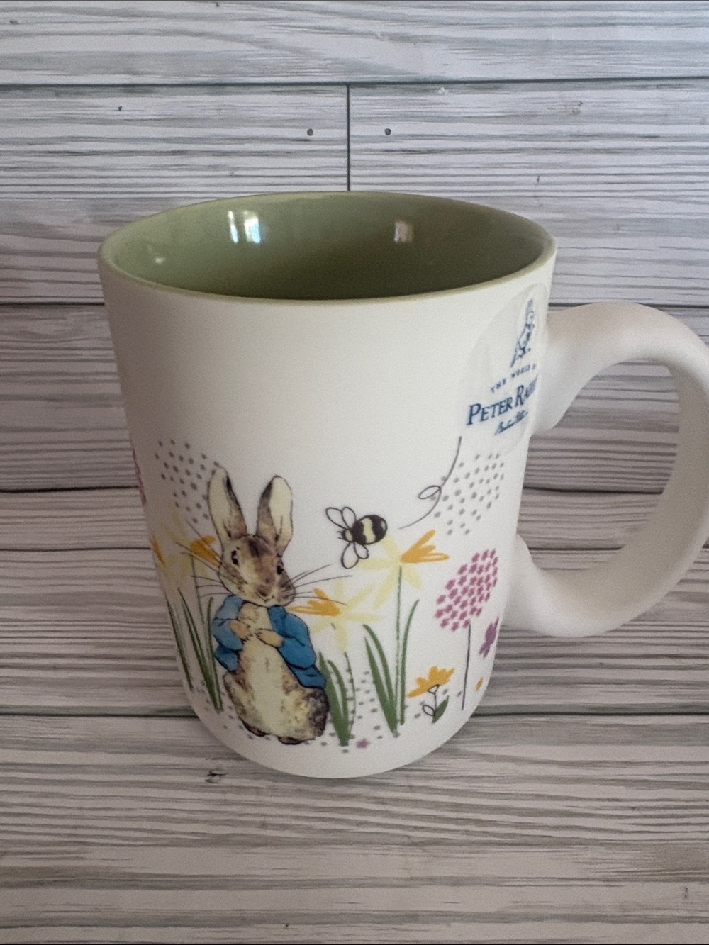 Peter Rabbit Ceramic Mug in White with Green Interior